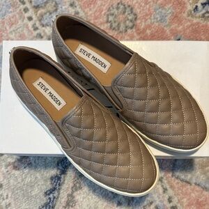 Steve Madden Quilted Tan Slip-On Sneakers